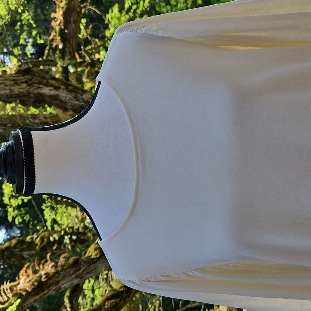 Simply Vera 3/4 Sleeve Cream Balloon Sleeves Elastic Waist Vera Wang Size L - Picture 2 of 11